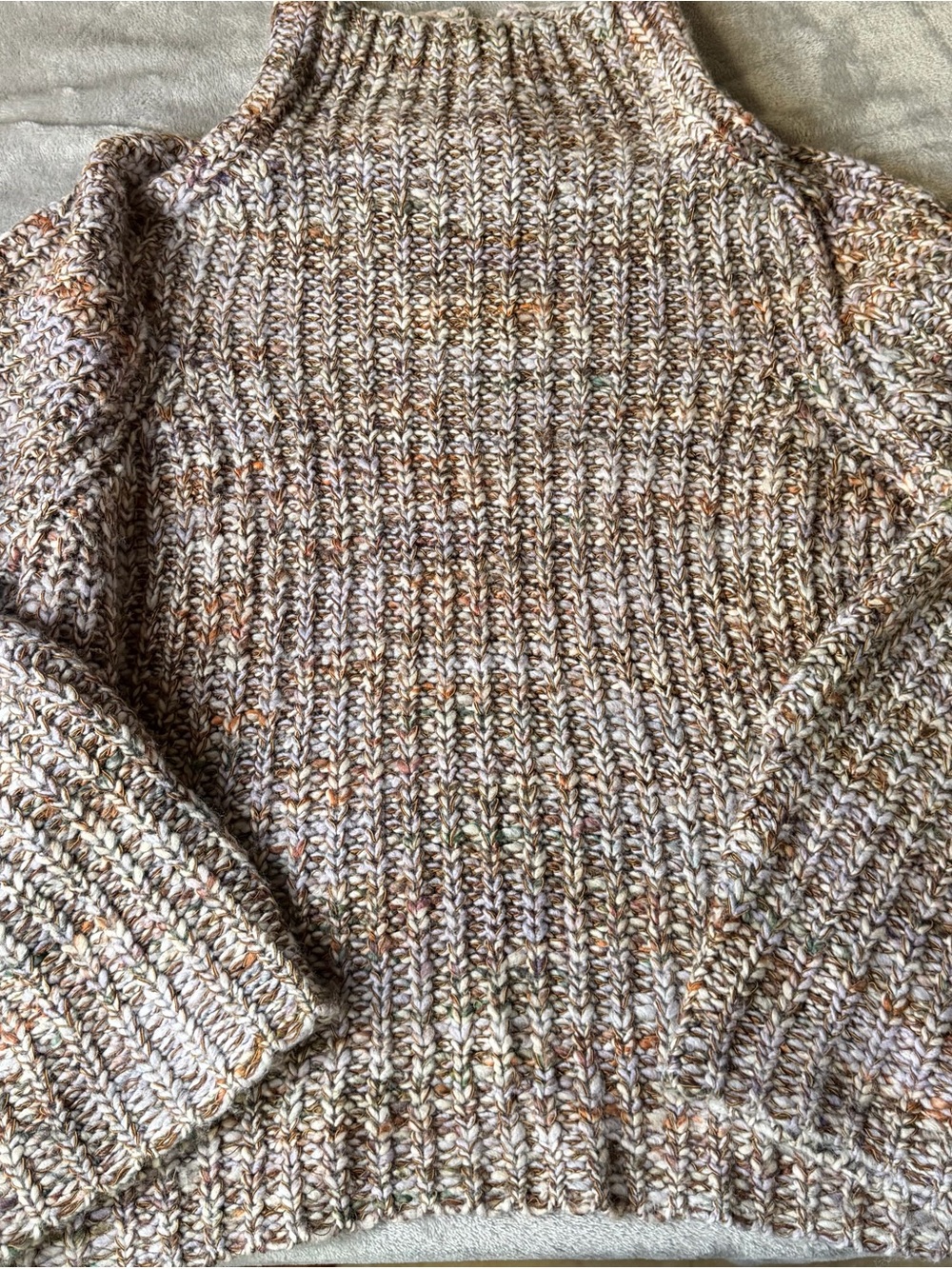rag & bone Chunky lavender & brown Textured Knit Sweater Multicolor L